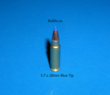 Load image into Gallery viewer, 5.7 x 28mm with Hornady’s V-Max 40gr, Blue Tip bullet