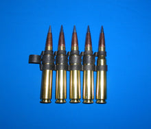 Load image into Gallery viewer, 50 BMG with Hornady's A-MAX 750gr bullets. Lot of 5 linked with M9 links.