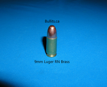 Load image into Gallery viewer, 9mm Luger (9x19) Brass casings with 115gr, Round Nose bullet.