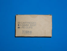 Load image into Gallery viewer, 5.56 NATO, one full box of 30 bullets, IVI, 55gr FMJ.