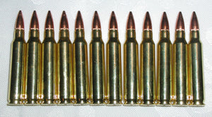 223 REM, Brass casings and Full Metal Jacket bullets, lot of 12