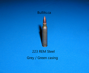 223 REM Steel Grey/Green casing and a 55gr FMJ bullet
