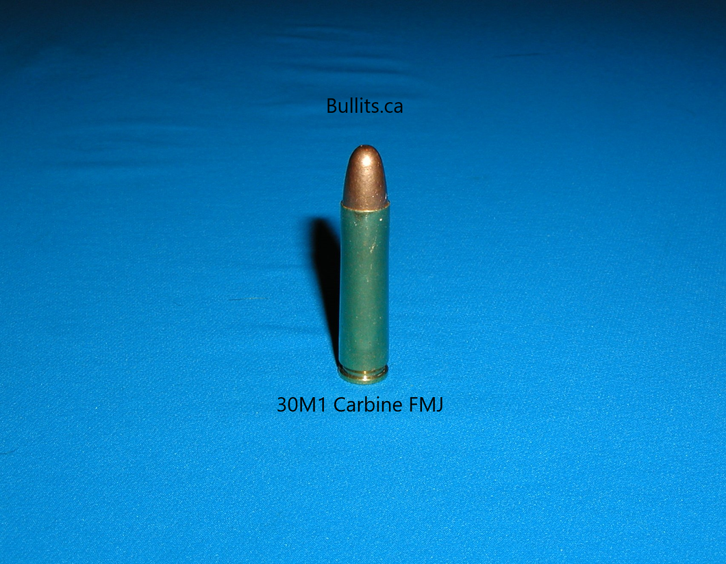 30M1 (30 Carbine) with a 110gr FMJ, RN bullet