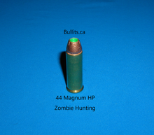 Load image into Gallery viewer, Zombie Hunting: 44 Magnum with Hornady’s 240gr XTP, Hollow Point, Green &amp; Tip bullet
