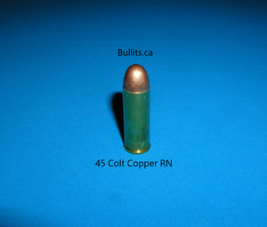 45 Colt (aka 45 Long Colt), with 230gr Round Nose, Copper plated bullet.