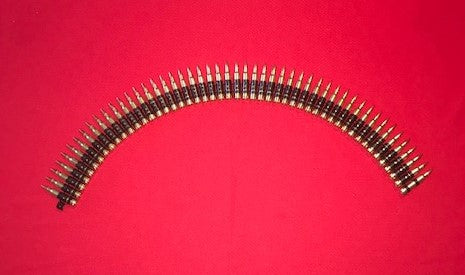 5.56 NATO Linked by 50 with FMJ bullets ( 1 strip of 50 linked bullets )