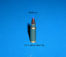Load image into Gallery viewer, 5.7 x 28mm with Hornady’s V-Max 40gr, Blue Tip bullet
