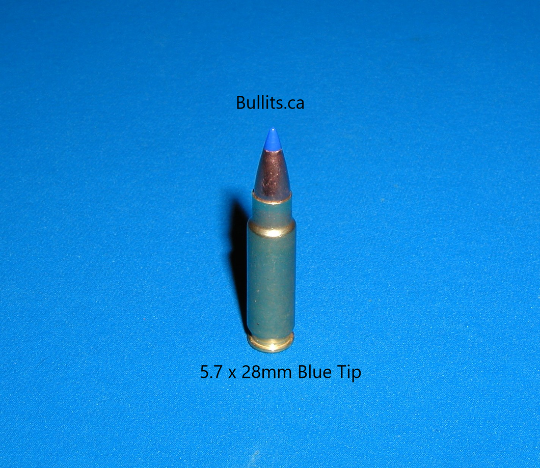 5.7 x 28mm with Hornady’s V-Max 40gr, Blue Tip bullet