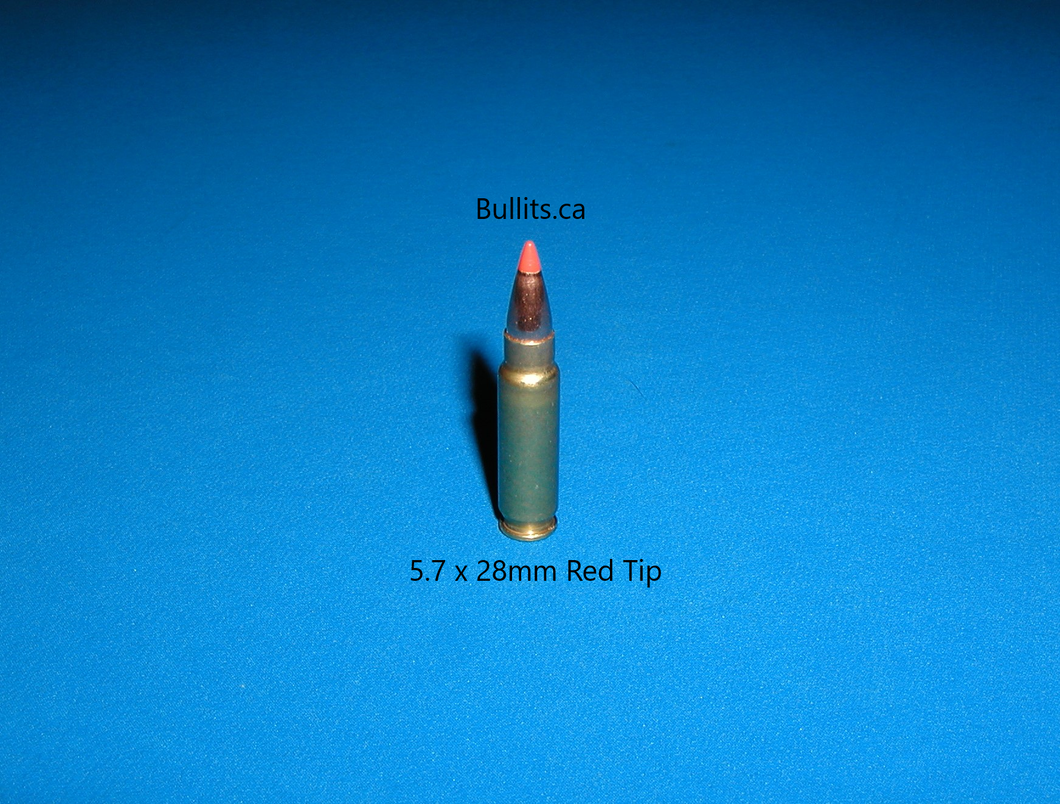 5.7 x 28mm with Hornady’s V-Max 40gr, Red Tip bullet