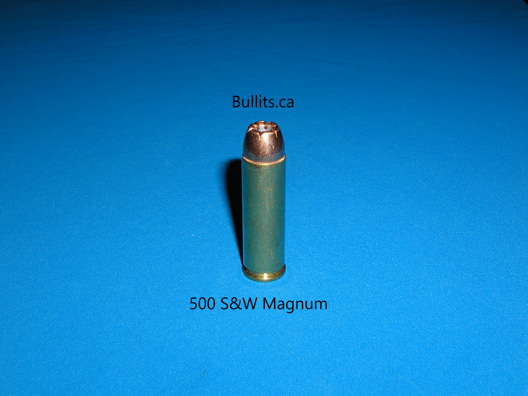 500 S&W Magnum with Hornady’s 350gr XTP Hollow Point bullet.
