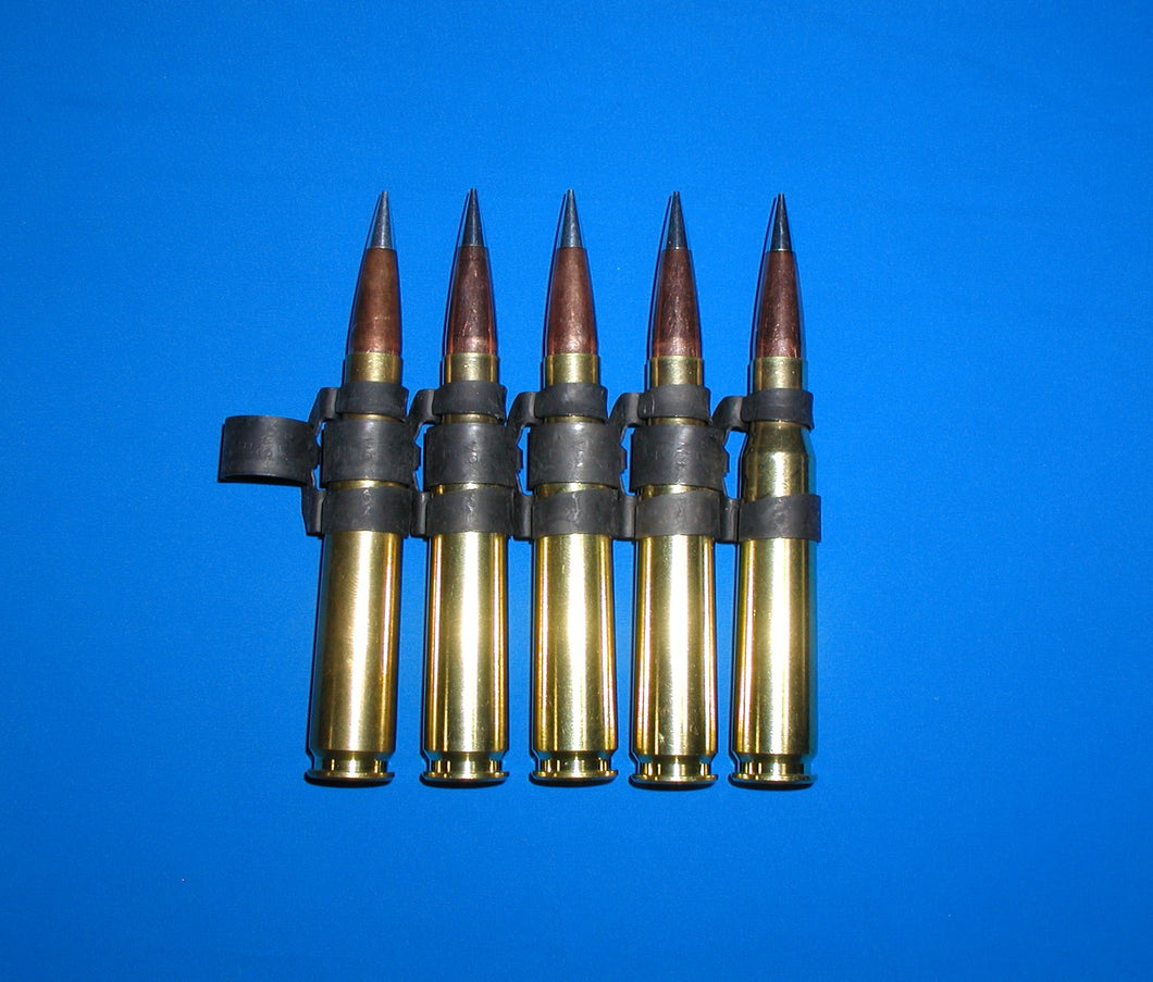 50 BMG with Hornady's A-MAX 750gr bullets. Lot of 5 linked with M9 links.