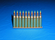 Load image into Gallery viewer, 5.56 NATO with Green Tip, Ball Ammunition. Strip of 10 bullets
