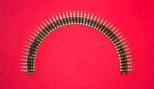 7.62 NATO / 7.62 x 51  belt strip of 50 bullets, all linked and with FMJ bullets