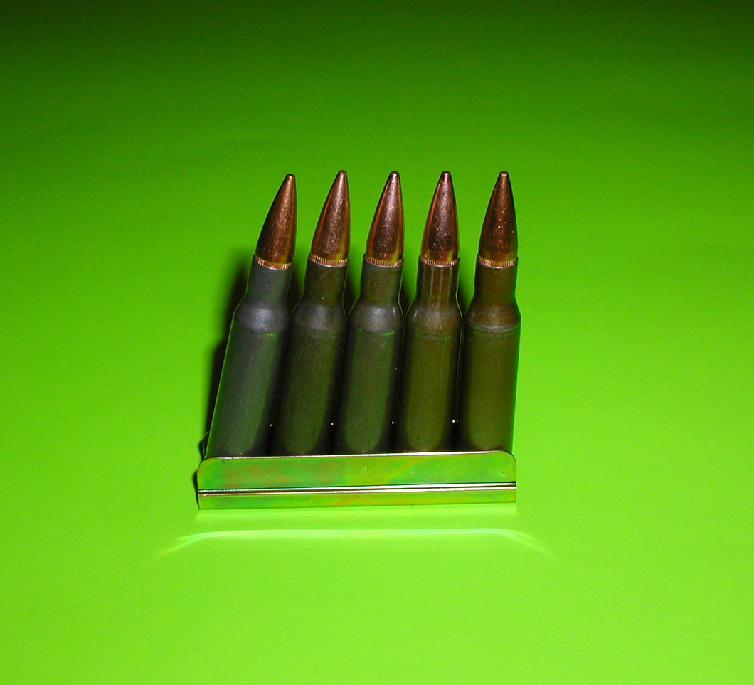 7.62 x 54R Dragunov metal clip & Grey / Green casings