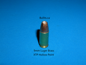 9mm Luger (9x19) Brass casings with 147gr, Hornady’s XTP (Hollow Point) bullet.