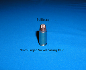 9mm Luger (9x19) Nickel casings with Hornady’s147gr, XTP Hollow Point bullets.