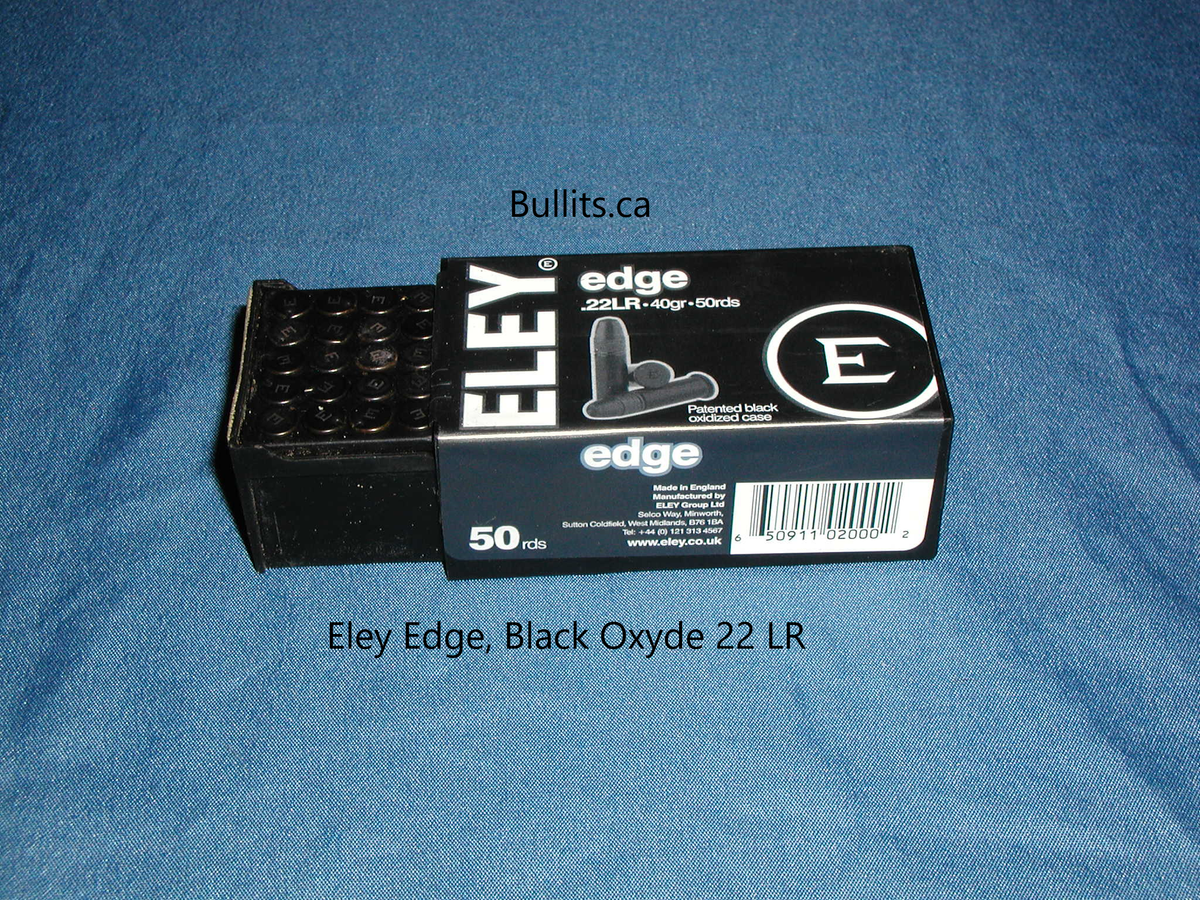 22 LR Eley “Edge”, Black Oxyde casings, 40 grain bullets. Box of 50 ...