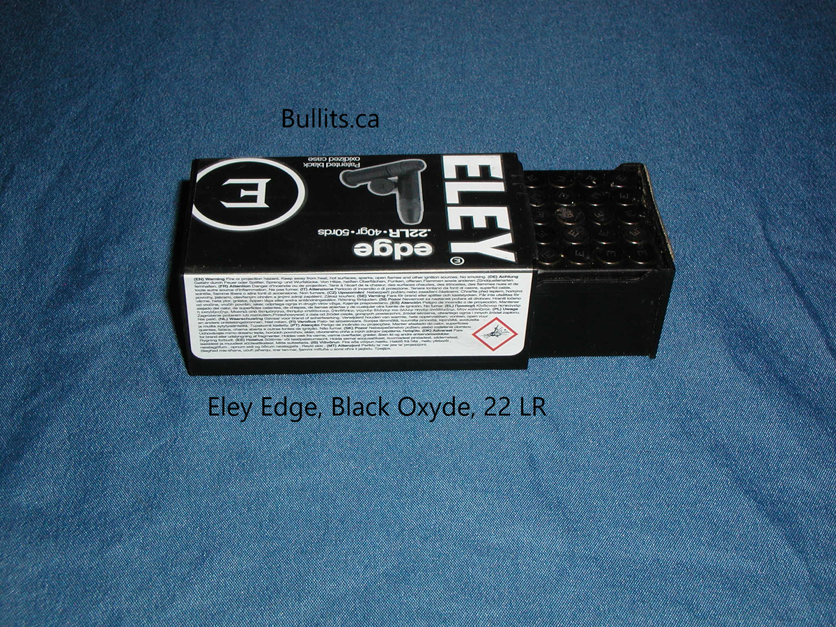 22 LR Eley “Edge”, Black Oxyde casings, 40 grain bullets. Box of 50 ...