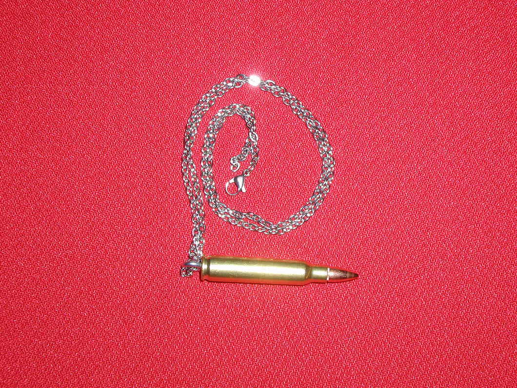 Necklace with a 5.56 NATO bullet