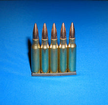 Load image into Gallery viewer, 7.62 NATO / 7.62 x 51 bullets mounted on a metal stripper clip
