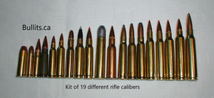 Kit of 19 different Rifle bullets